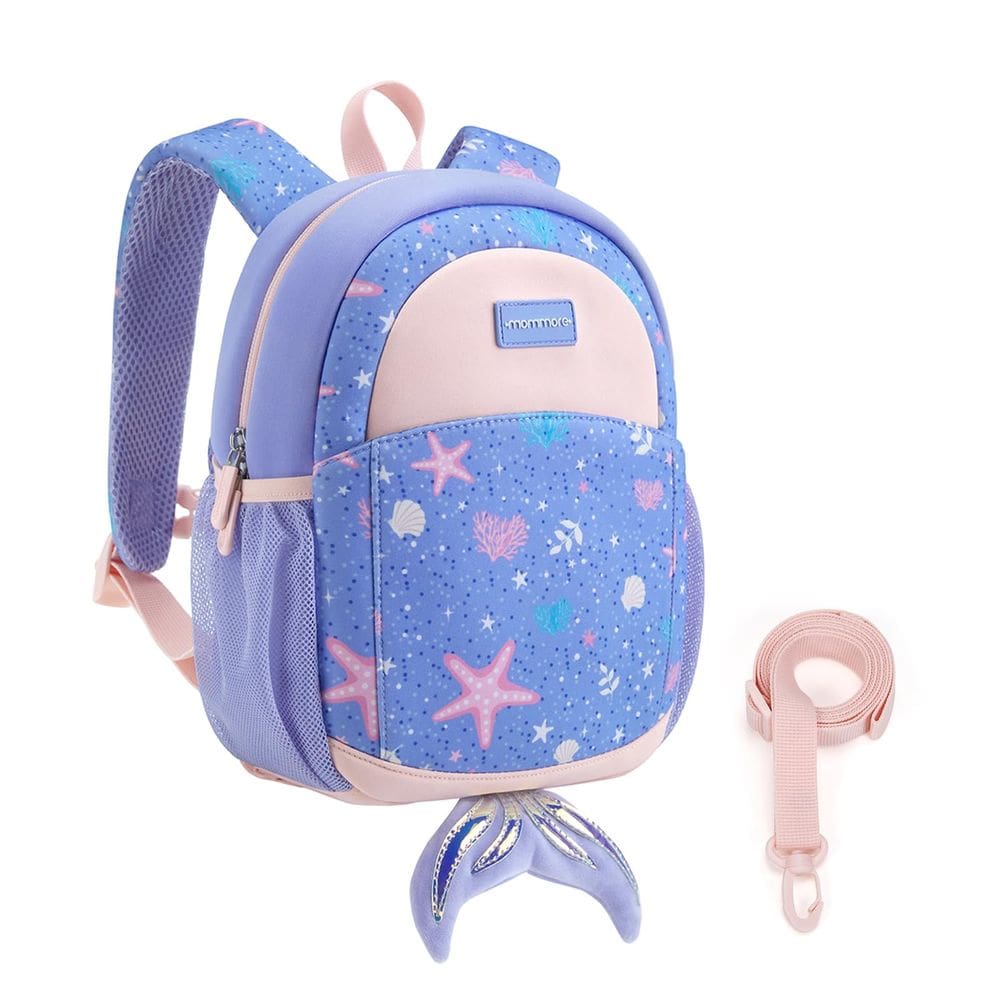 Mochila infantil mommore Mermaid Neoprene com coleira infantil 2-4Y