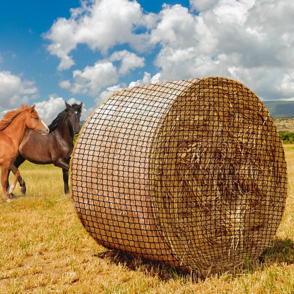 Rede de feno redonda Bale MIYABALA para cavalos, gado e ovelhas de 5 x 5 pés