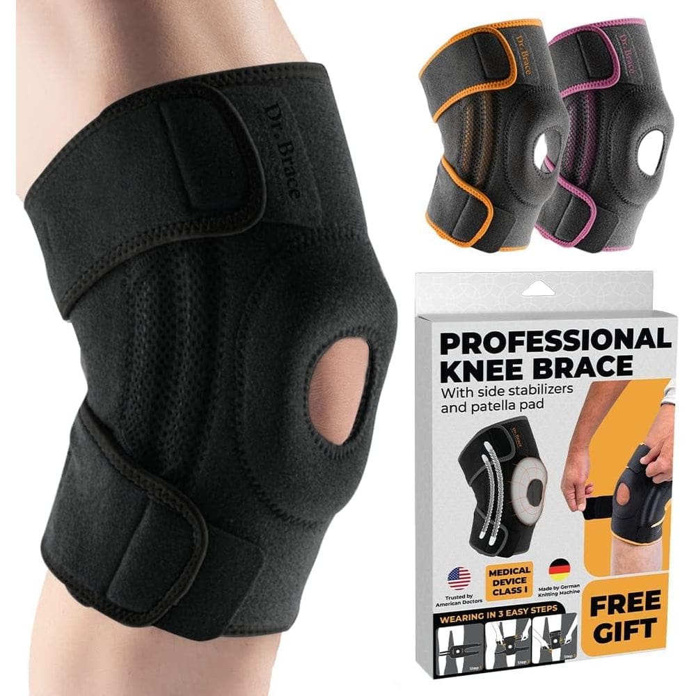 Joelheira DR. BRACE ELITE com estabilizadores laterais e almofadas de gel