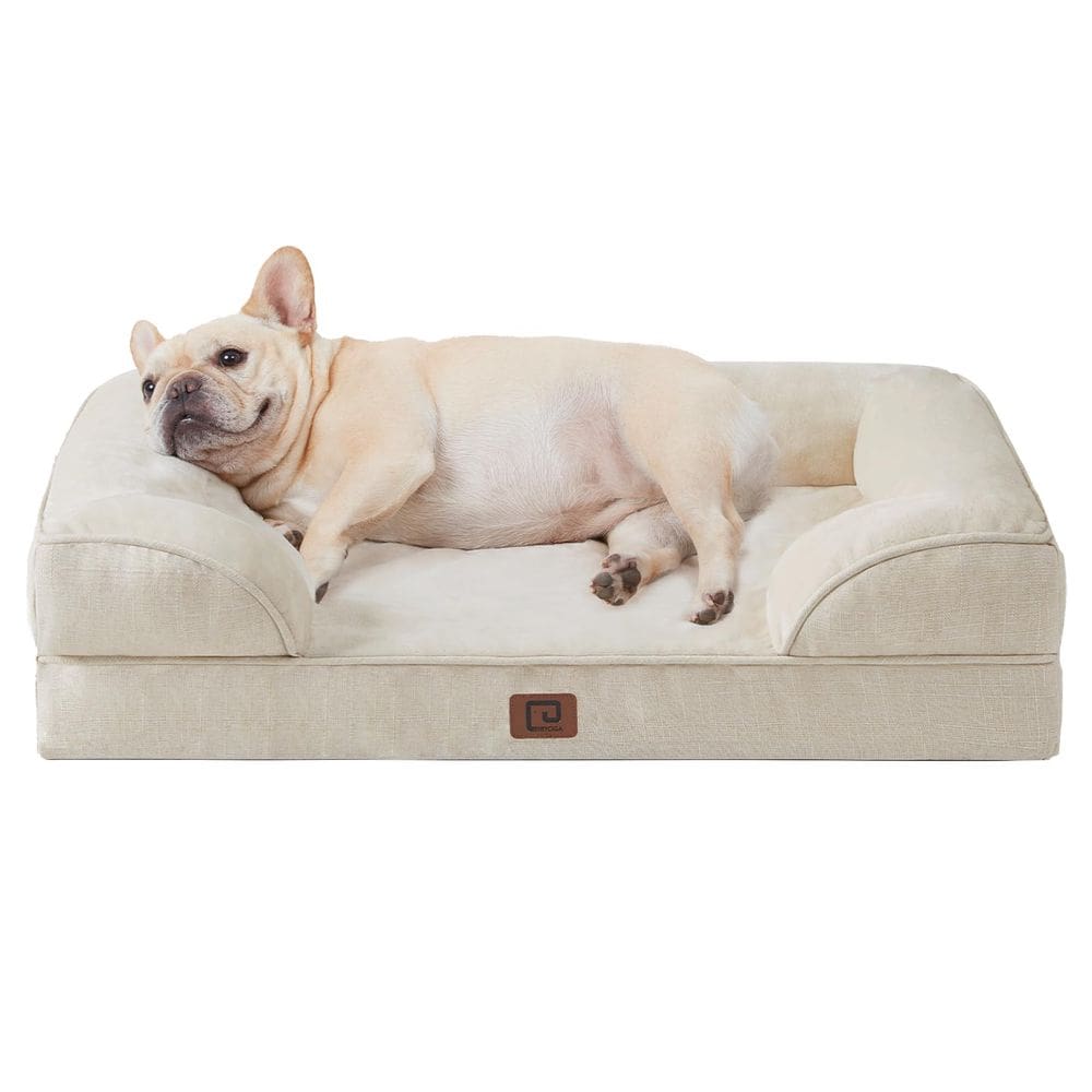 Cama ortopédica EHEYCIGA para cães pequenos, viscoelástica, bege