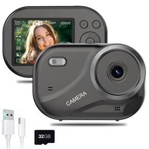 Câmera digital ZOMFOM 48MP com zoom 16X, vídeo 4K, cartão de 32 GB, preto