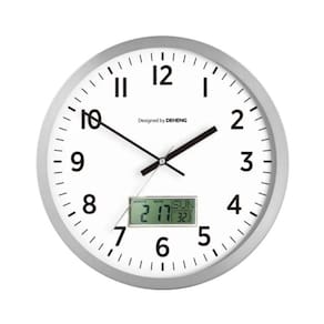 Relogio Parede Calendario Termometro Digital Despertador Escritorio Sala Medidor Temperatura Cor:prata