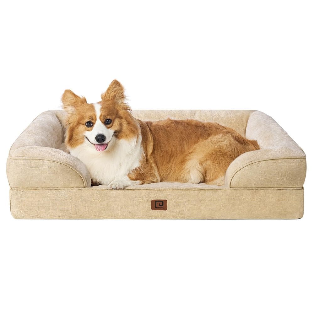 Cama ortopédica para cães EHEYCIGA impermeável para cães grandes, cinza
