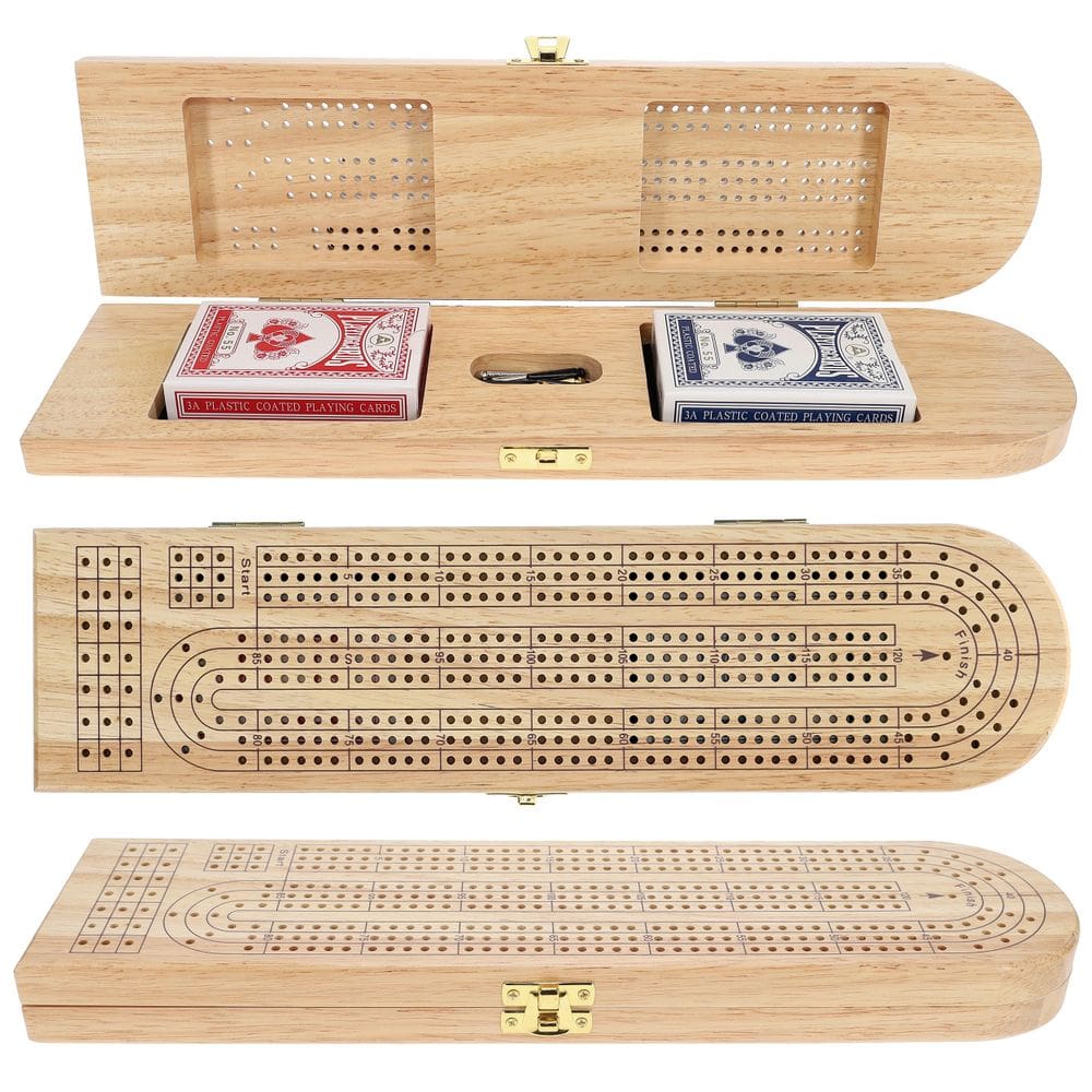 Conjunto de jogos de tabuleiro Cribbage Pacific Shore Games Wooden 3 Track