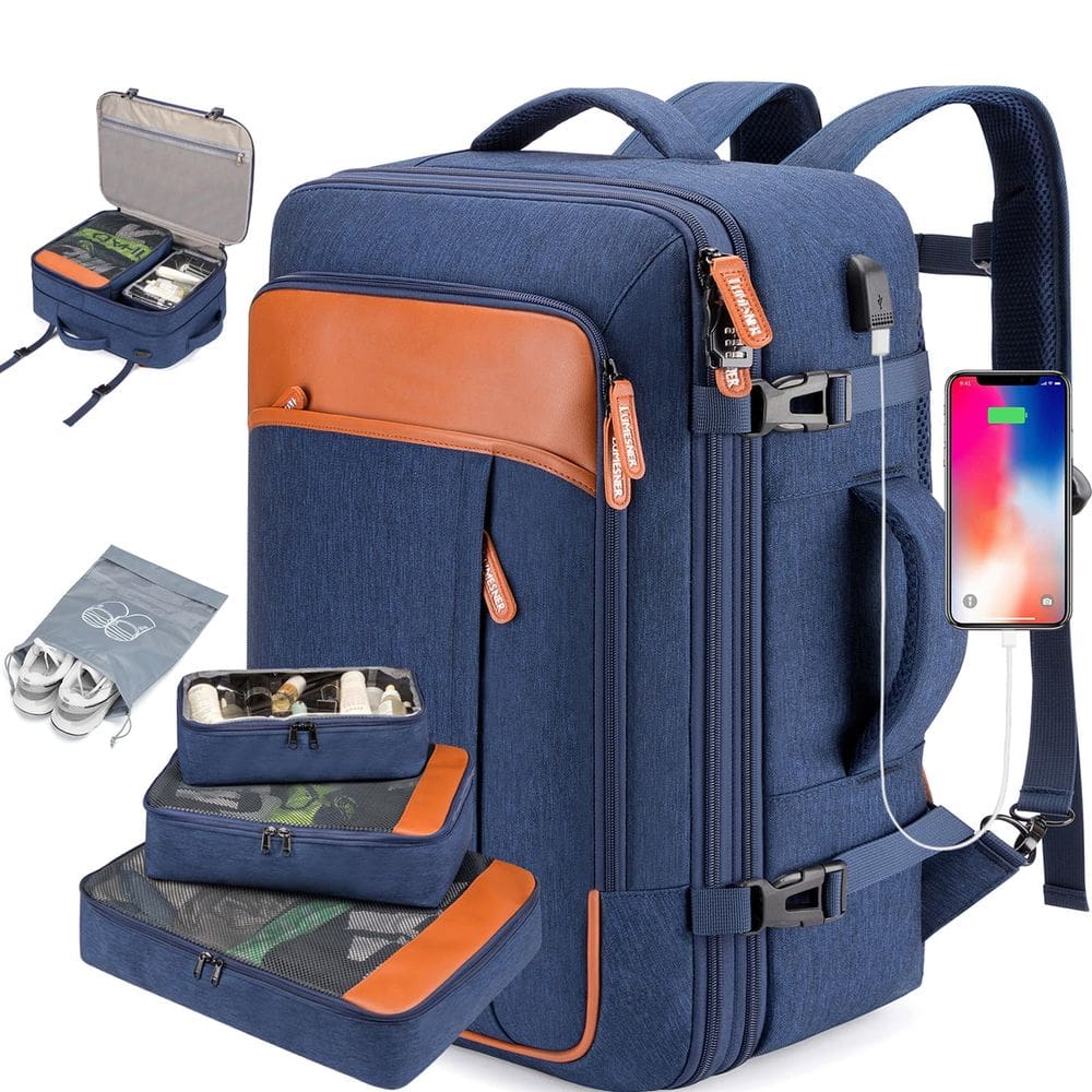 Mochila de viagem para laptop BAGPARKK 42L com cubos de embalagem resistentes à água