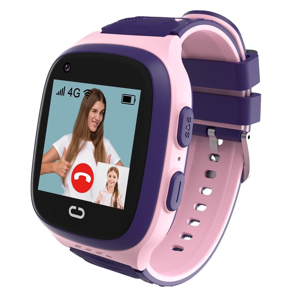 Relógio inteligente Veunti 4G Kids com rastreador GPS e videochamada rosa