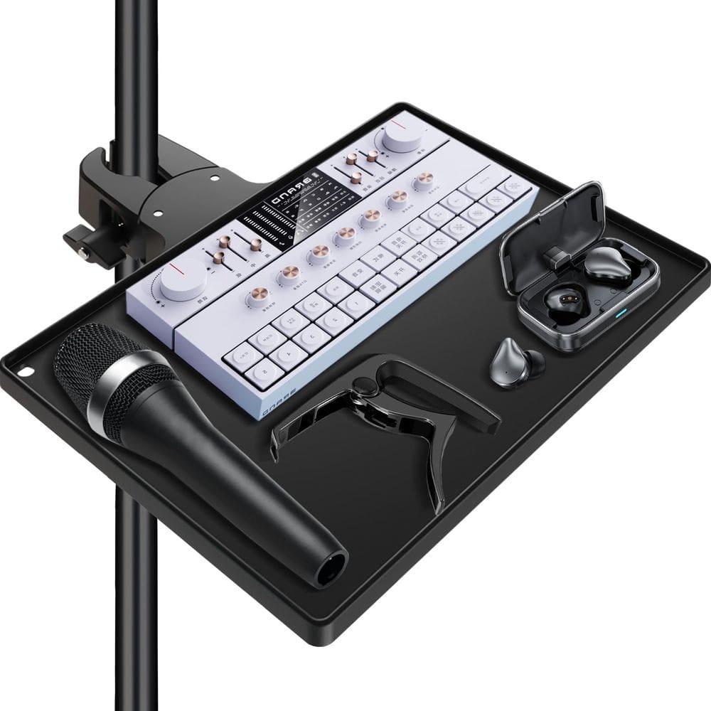 Bandeja de suporte para microfone BILIONE com braçadeira de caranguejo 27x20cm