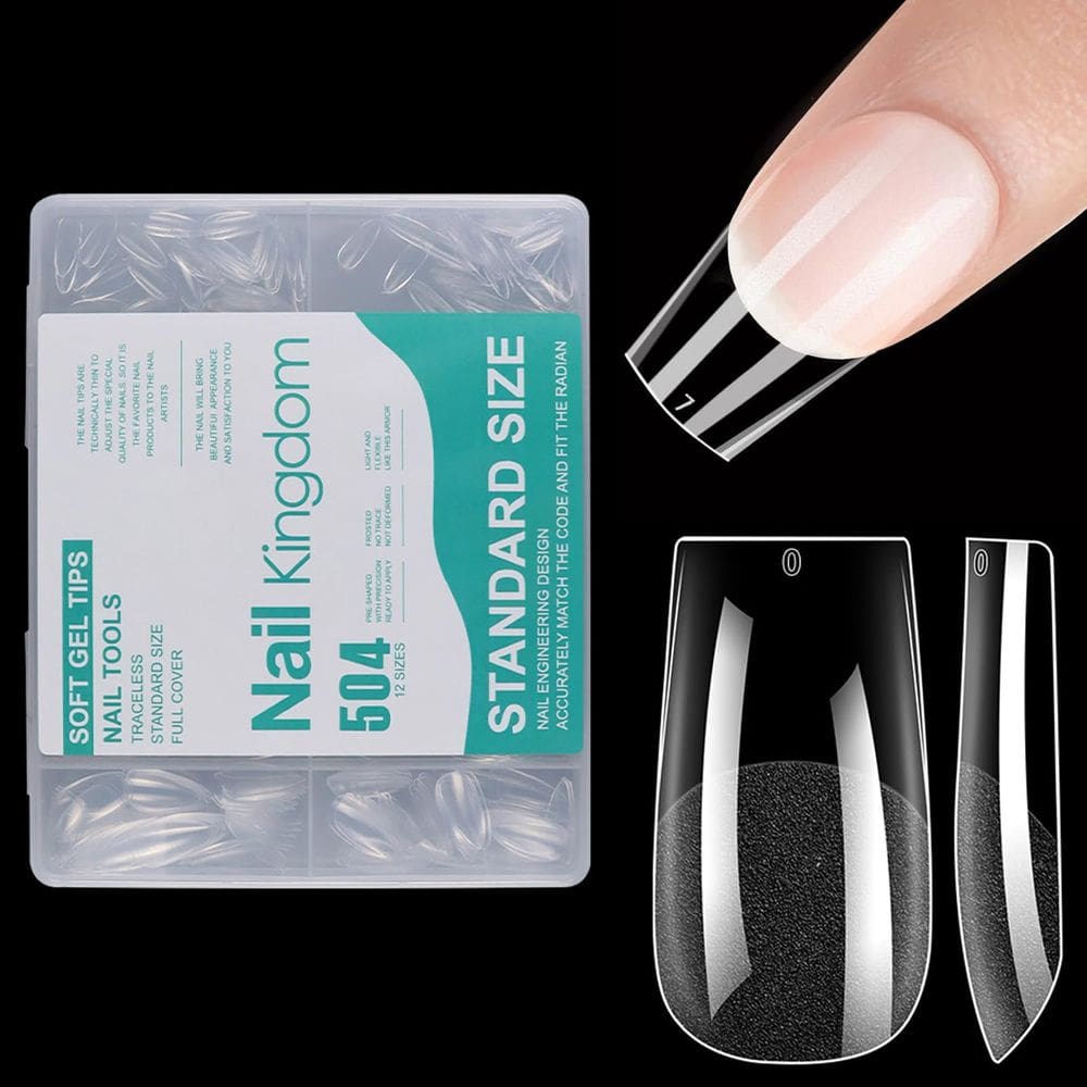 Kit de pontas de unhas falsas BlueZoo Sturdy Soft Gel, 504 unidades, transparente