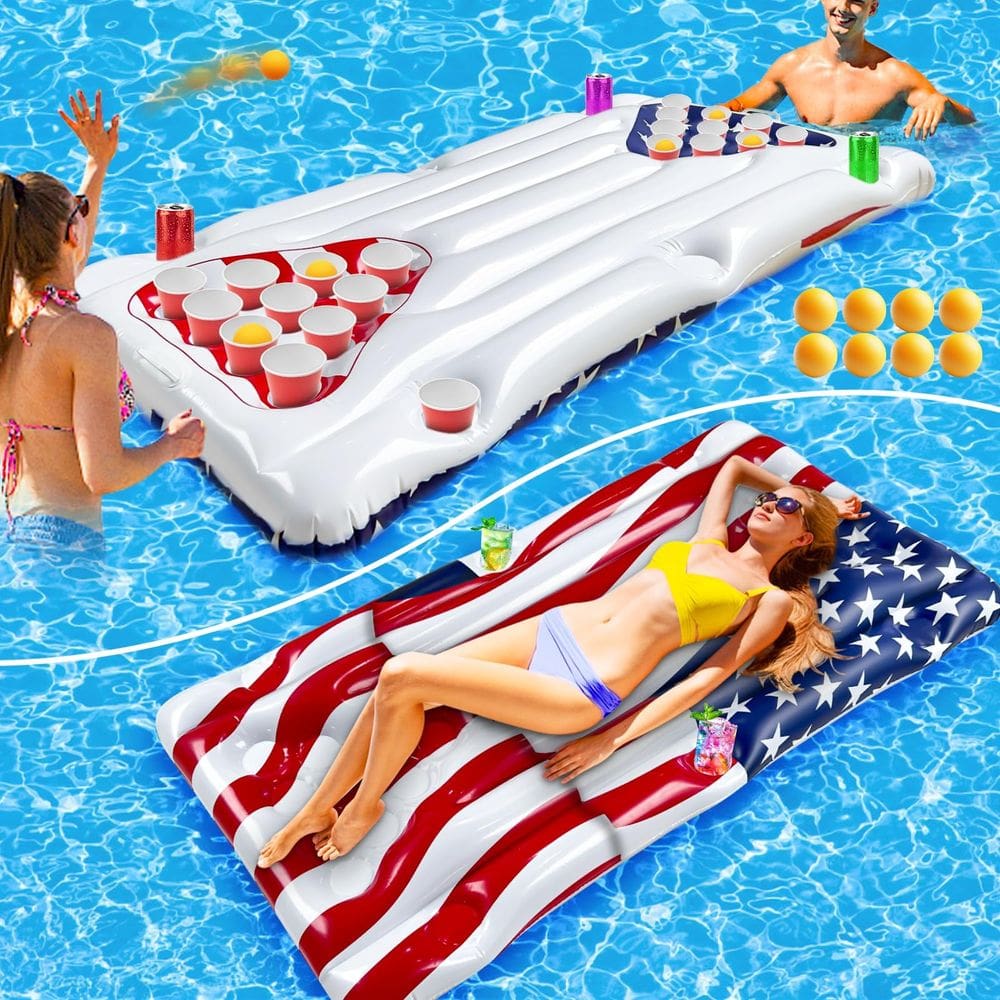 Mesa de jogo Pool Float & Pong American Flag 6 x 3 pés AMENON