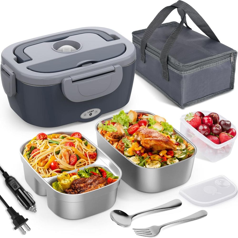 Lancheira elétrica Vabaso 80W aquecida 1.5L 2 em aço inoxidável