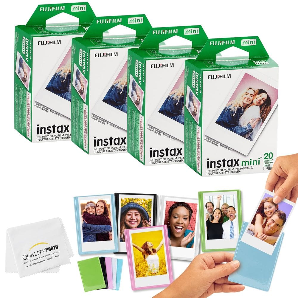 Filme, molduras para fotos com ímã colorido, tecido de microfibra Fujifilm Mini Instax (80 impressões)