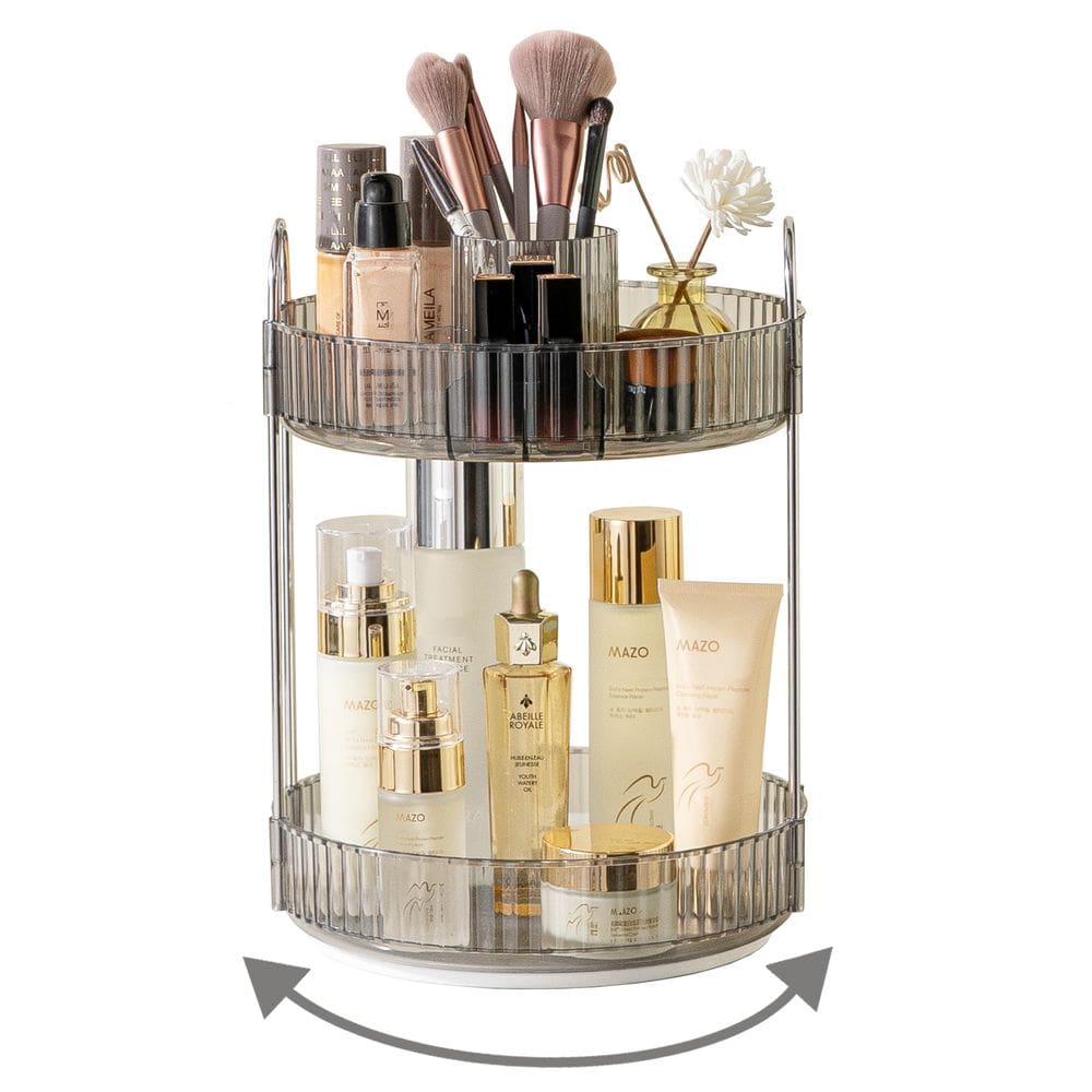 Organizador de maquiagem Asayuee 360 Rotating 2 Tier Grey