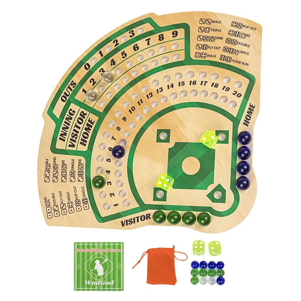 Jogo de tabuleiro de beisebol WodGod Sector com miçangas e dados para a família