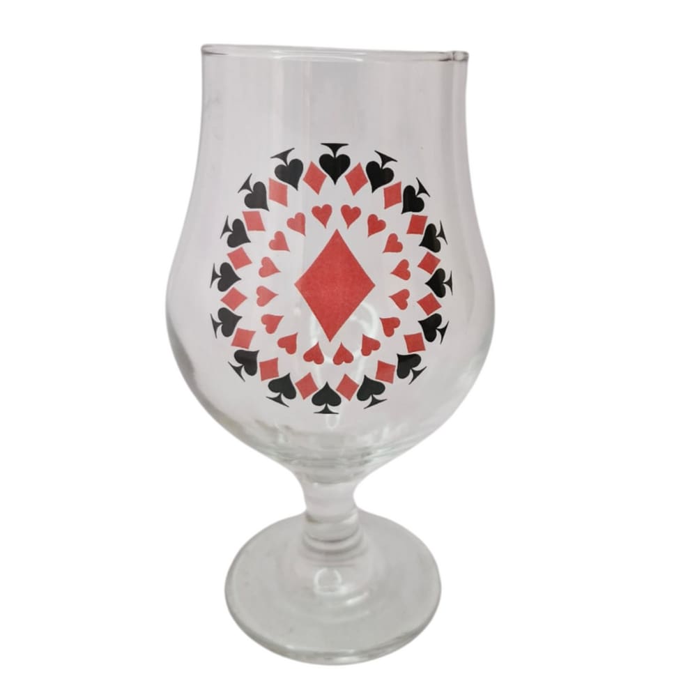 Taça Copo Cerveja Vidro Naipe Ouros Baralho 400 ml Presente