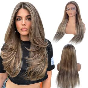 Peruca Munx Highlight Blonde Lace Front 100% cabelo humano 24 polegadas