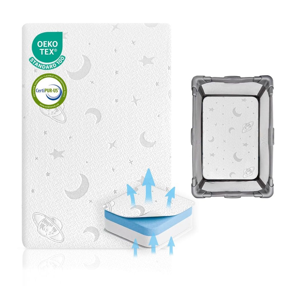 Almofada de colchão Pack and Play NEKSUN de espuma viscoelástica dupla face