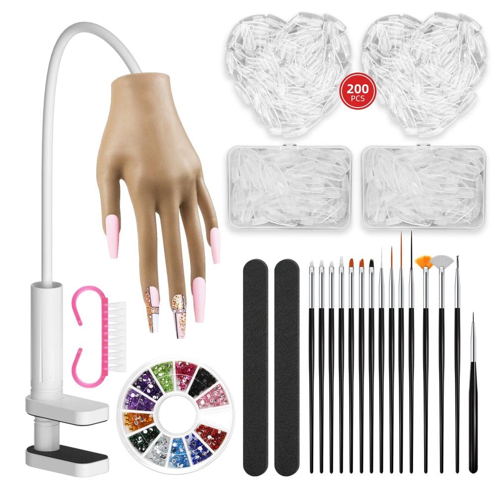 Unhas de acrílico Nail Practice Hand NIQZOPA com acessórios