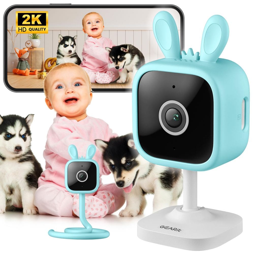 Monitor de bebê GearIt com câmera e áudio, vídeo 2K, áudio bidirecional