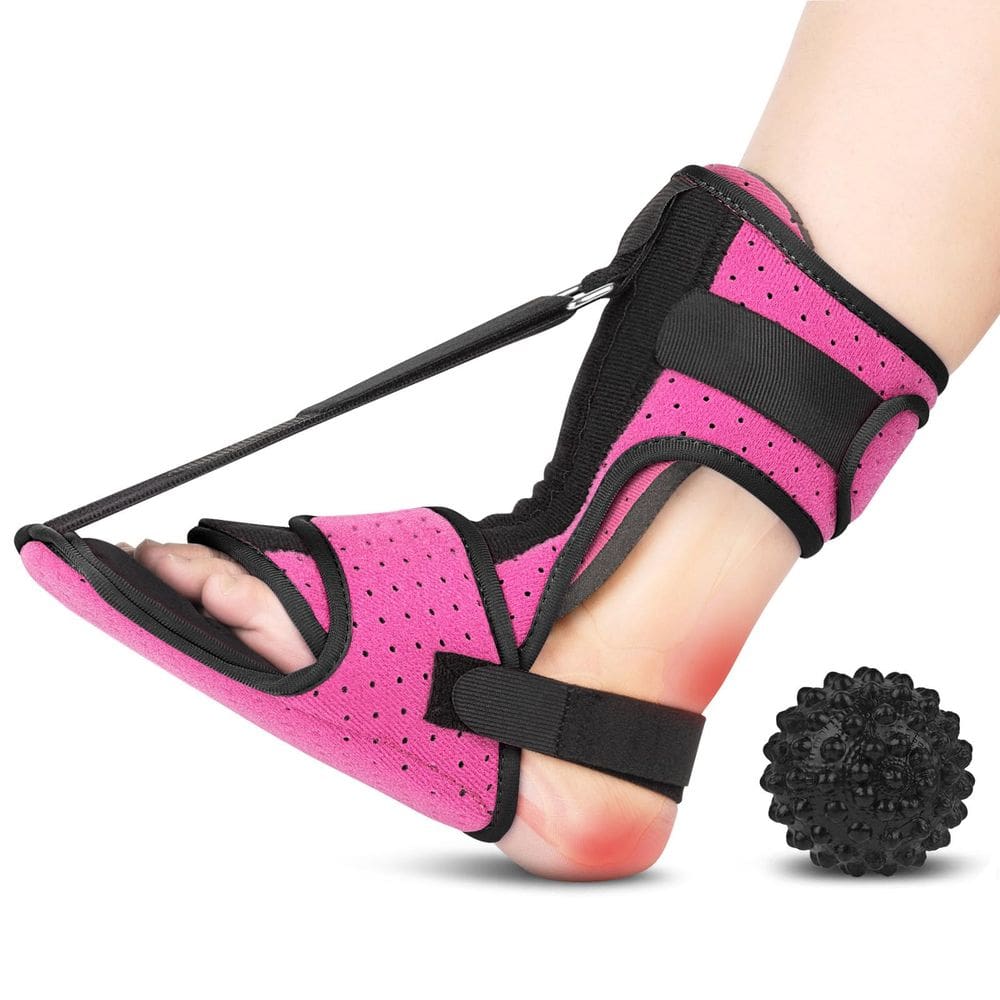 Tala noturna para fascite plantar LAEOPKES com bola de massagem rosa
