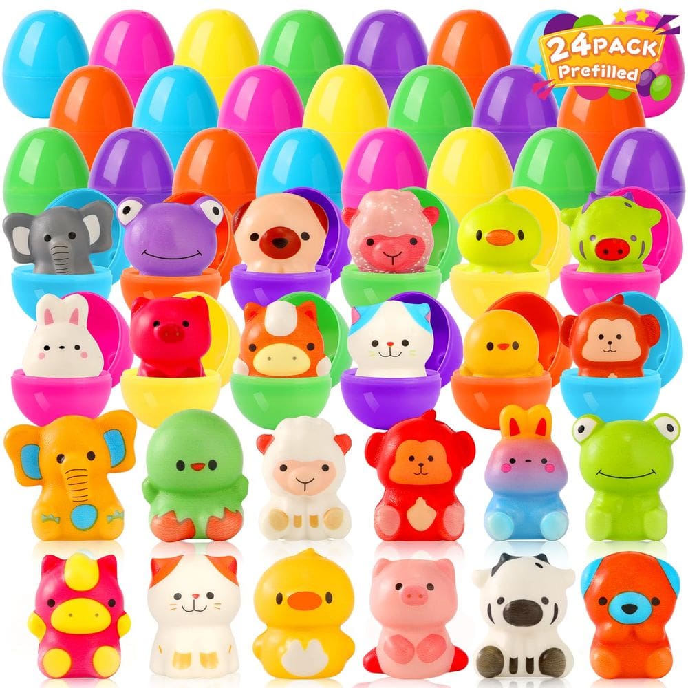 Ovos de Páscoa pré-cheios MyoGrip com brinquedos Animal Squishy x24
