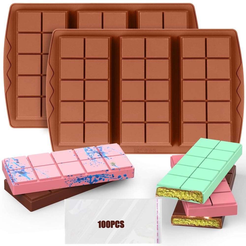 Molde de barra de chocolate Palksky Silicone Dubai Pistachio com sacos