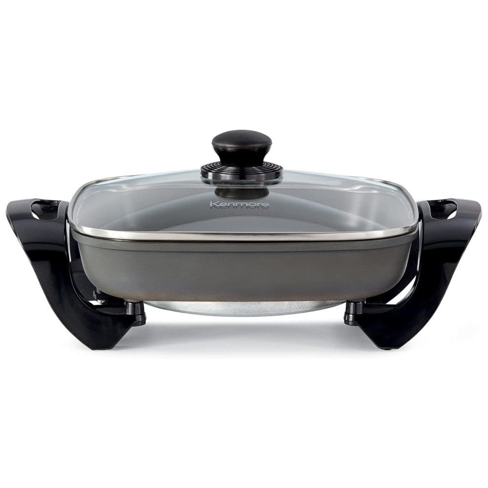 Frigideira Elétrica Kenmore com Revestimento Antiaderente e Tampa de Vidro Removível, Grill, Refogue, Asse Frango, Prepare Panquecas,