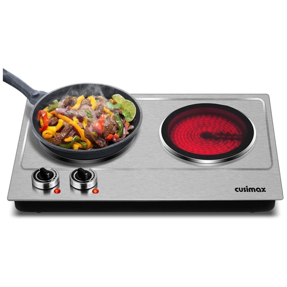 Cooktop Elétrico Portátil de Bancada com 2 Queimadores Infravermelho, 110V 1800W, Cusimax, Prata