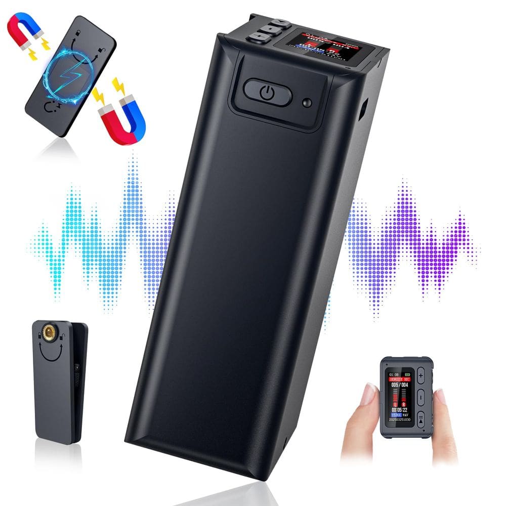 Gravador de voz Ponovo 128GB com caixa metálica para gravação de 45 dias