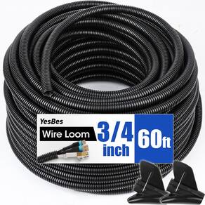 Tubo de tear de arame YesBes 60 pés/18 m 3/4" Split Black