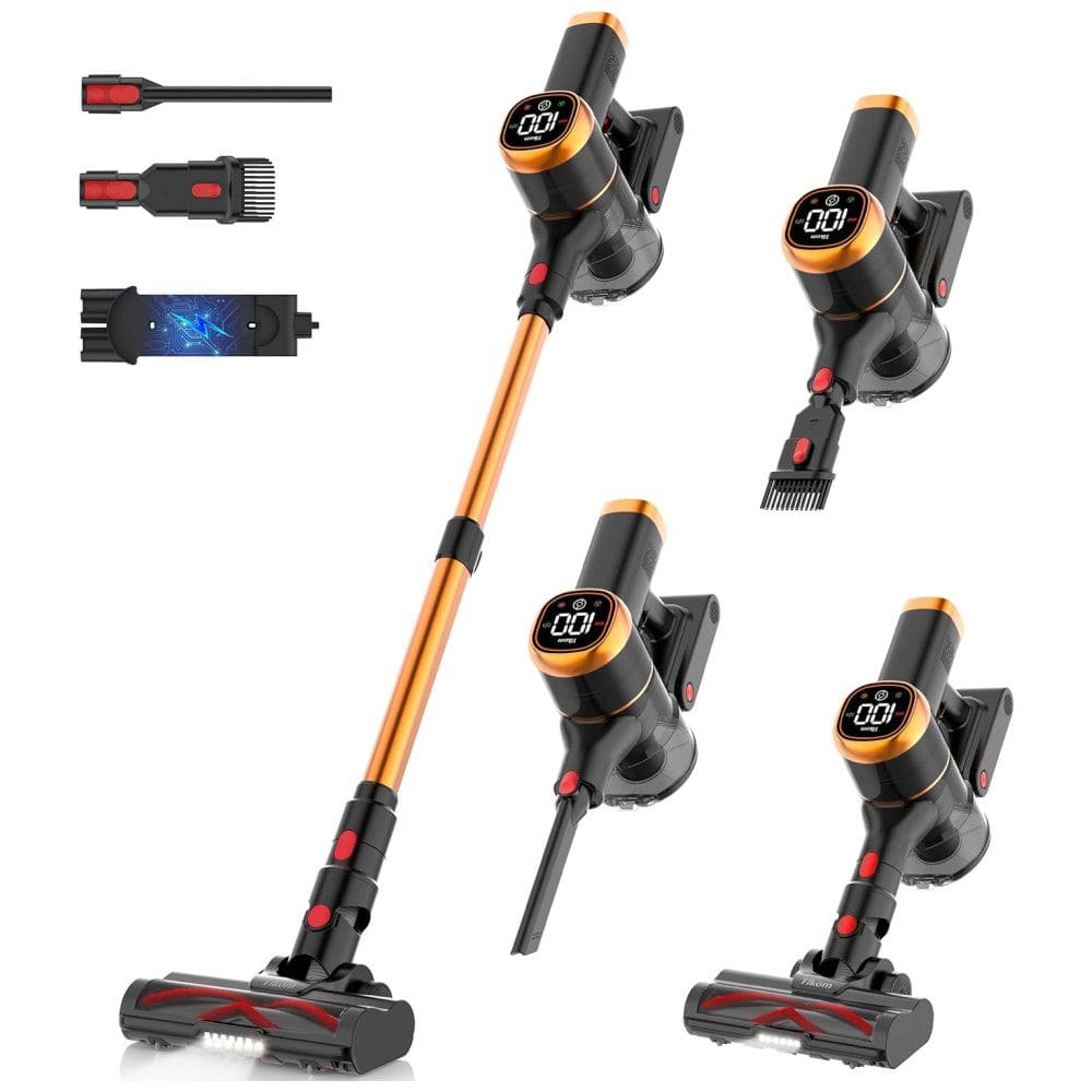 Aspirador de Pó Portátil Tikom V500, 450W, 40mCA, Tela LED Touch, Suporte de Parede, Leve e Potente para pelos de Animais, Pisos e Carpetes