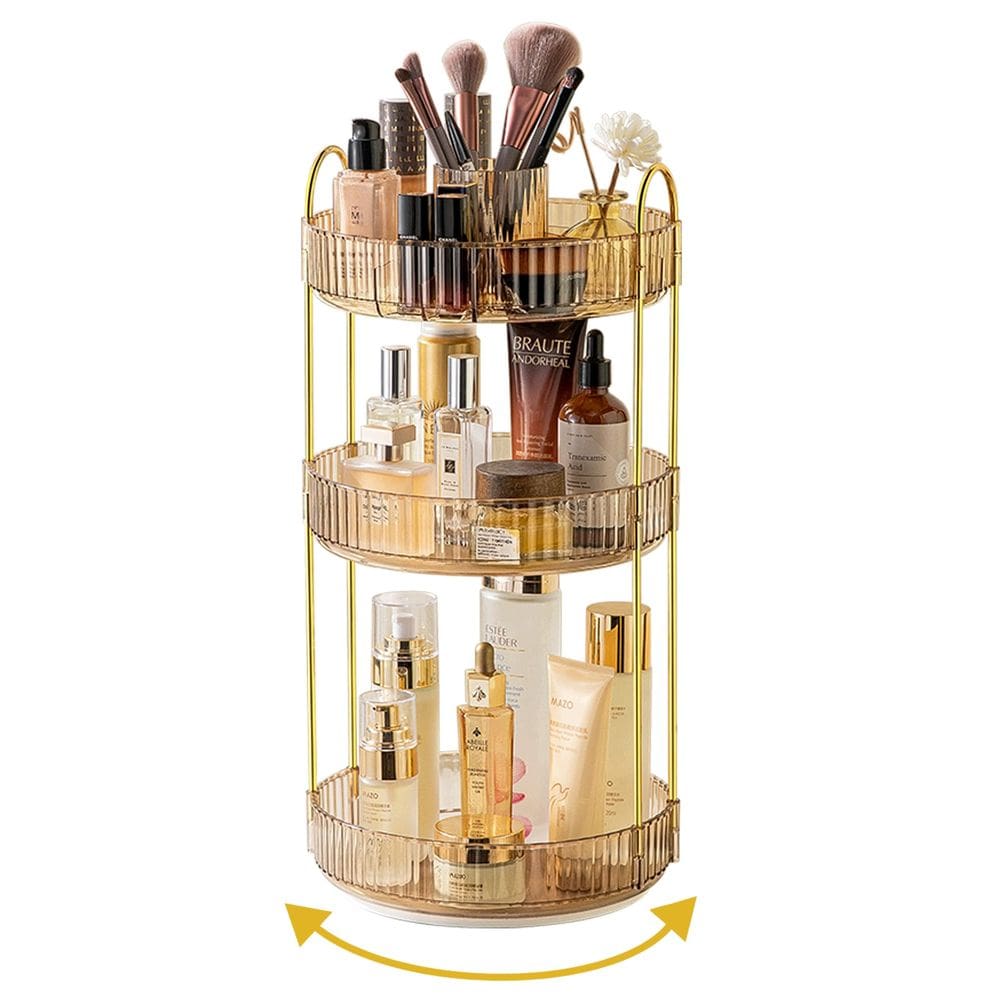 Organizador de maquiagem Asayuee 360 Rotating 3 Tier Gold ABS