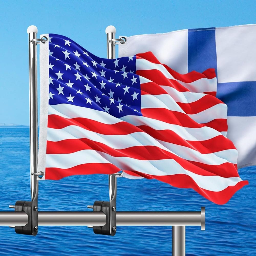 Suporte para poste de bandeira de barco FLAGMESAGE em aço inoxidável 30cm