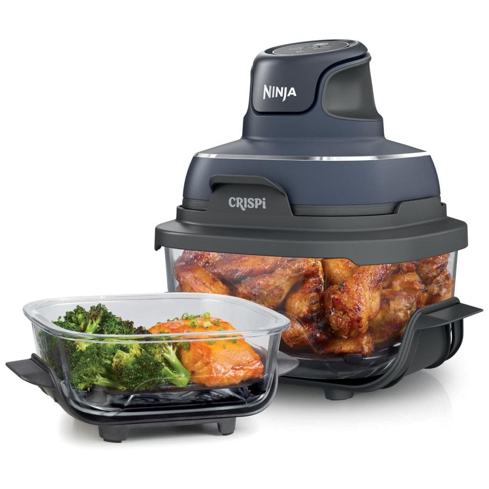 Fritadeira Elétrica Air Fryer Tudo em Um com 2 Recipientes de Vidro 3.7L e 1.4L e Tampas, 110V 1500W, Ninja Crispi FN101GY, Cinza
