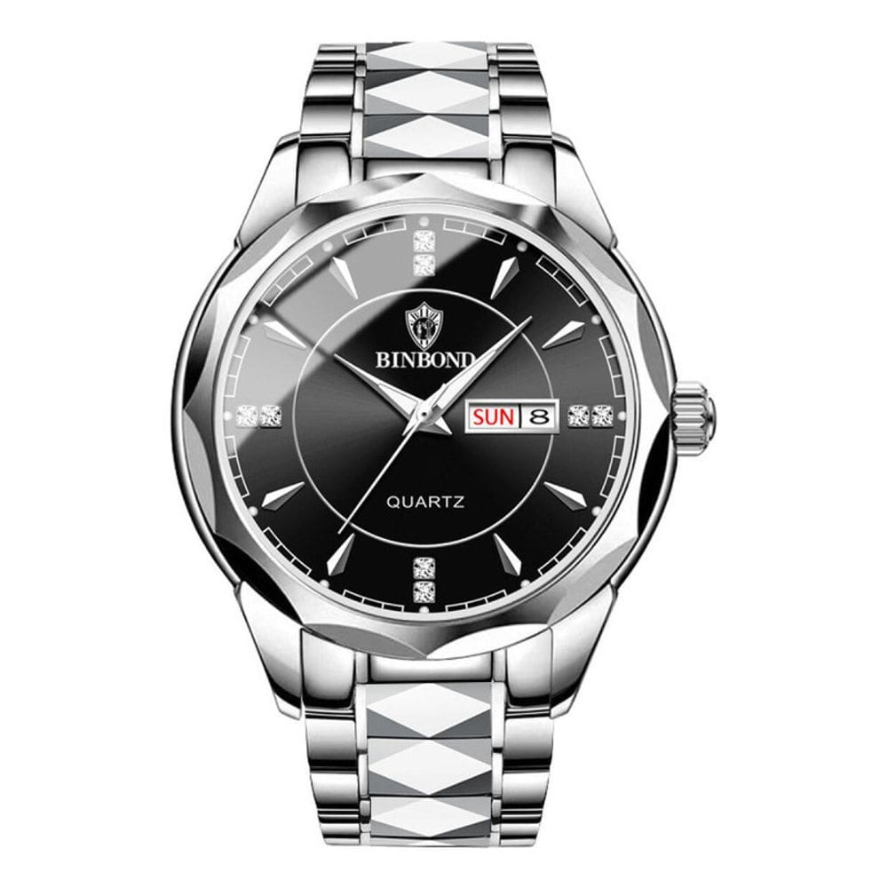 Relógio: calendário impermeável de aço de tungstênio para homens