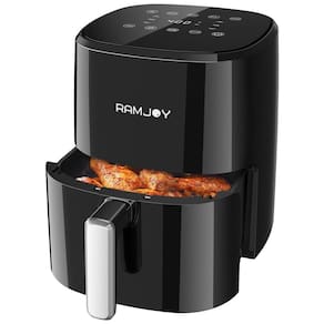 Fritadeira Elétrica Air Fryer 3 Litros 8 em 1 com Controle Digital e Cesta Antiaderente, 110V 1250W, RAMJOY, Preta