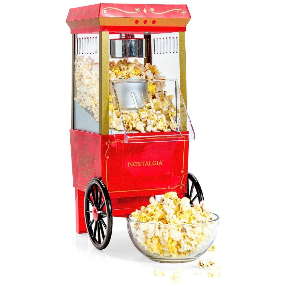 Máquina de Pipoca de Ar Quente Nostalgia Estilo Cinema 12 Xícaras, Sem Óleo, com Tampa Medidora