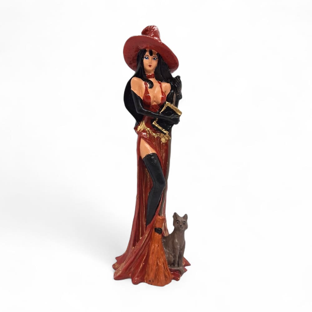 Estátua Imagem Bruxa Vermelha Wicca Sabedoria Delicada 15 cm