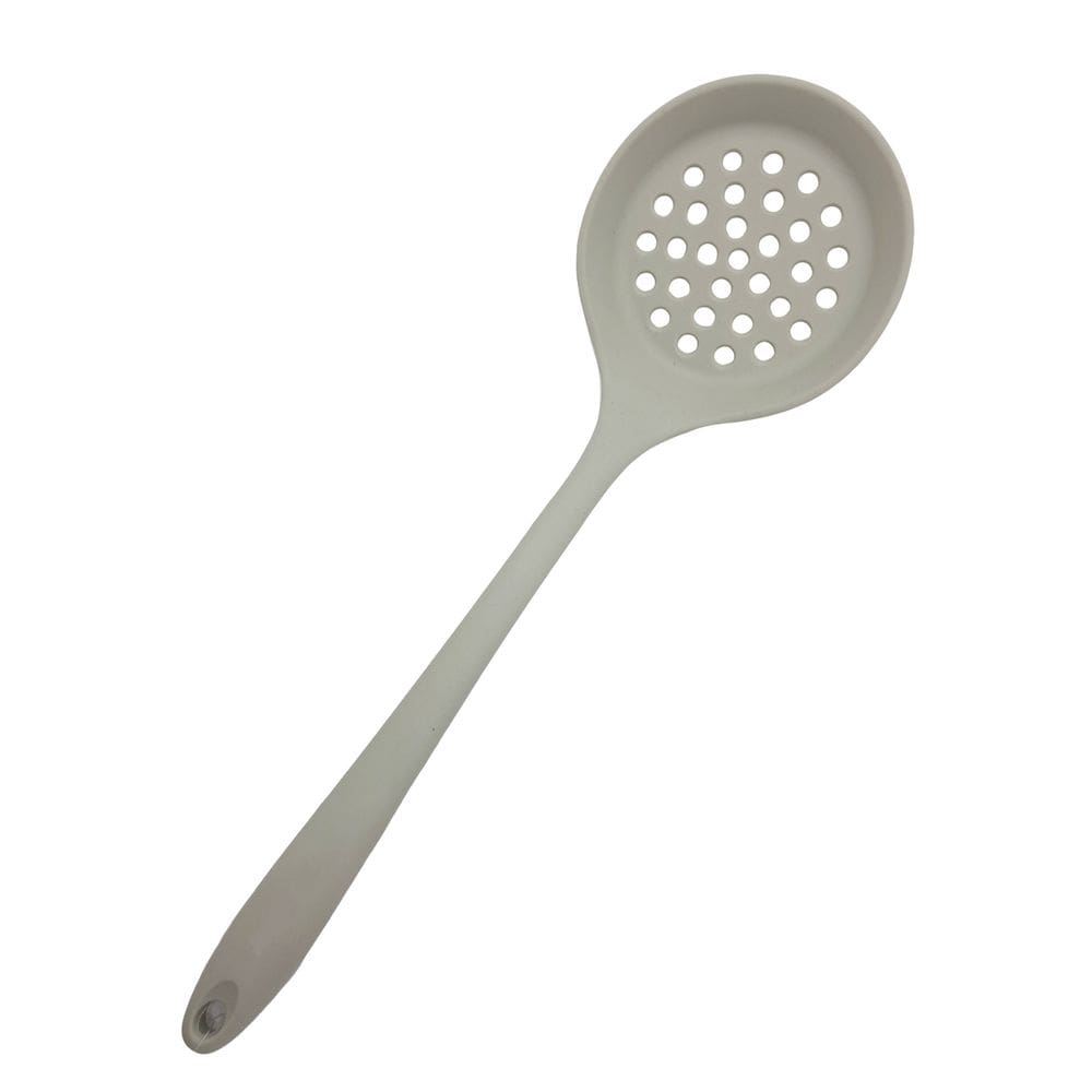 Escumadeira De Silicone Utensílio De Cozinha Cinza 32cm