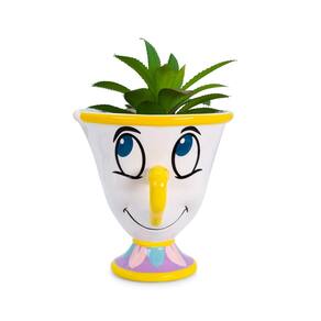 Mini plantador de cerâmica Silver Buffalo Disney Beauty and The Beast Chip com suculenta artificial