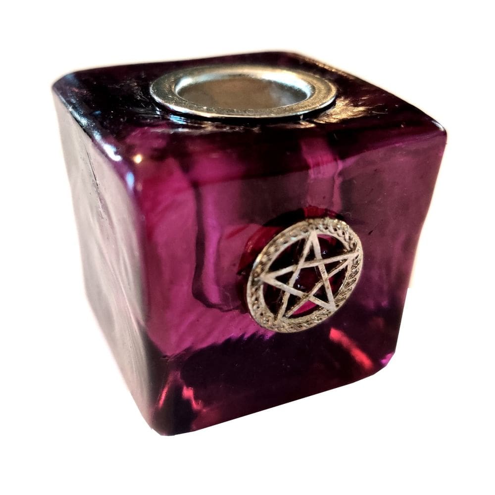 Castiçal New Age Source Mini Pentacle Purple Glass