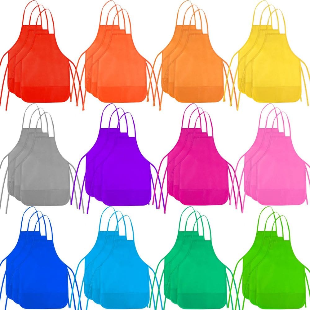 Aventais de pintura BOUBONI Kids 3-7 anos 36 peças 12 cores