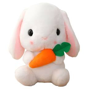 Coelho de pelúcia HOUPU Soft Toy Sitting Lop Eared Rabbit com cenoura
