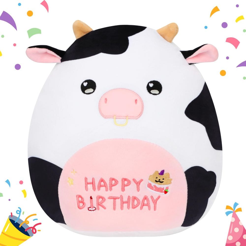 Almofada de pelúcia Easfan Birthday Cow Soft Toy Kids 30cm