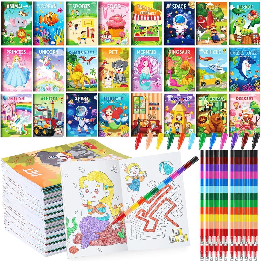 Livros de colorir BenLouis para crianças com conjunto de lápis empilháveis