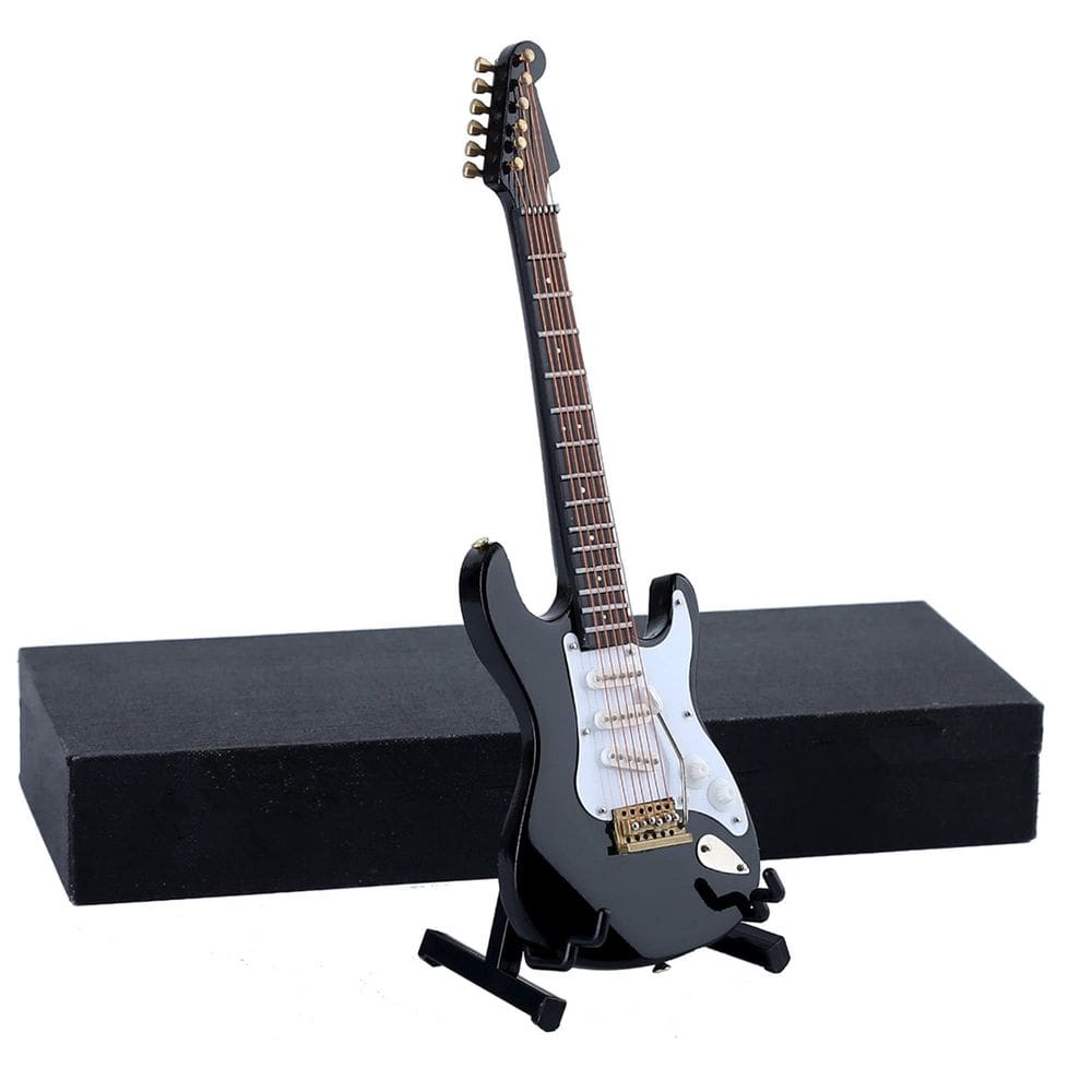 Guitarra elétrica em miniatura Dselvgvu Wooden com suporte e estojo