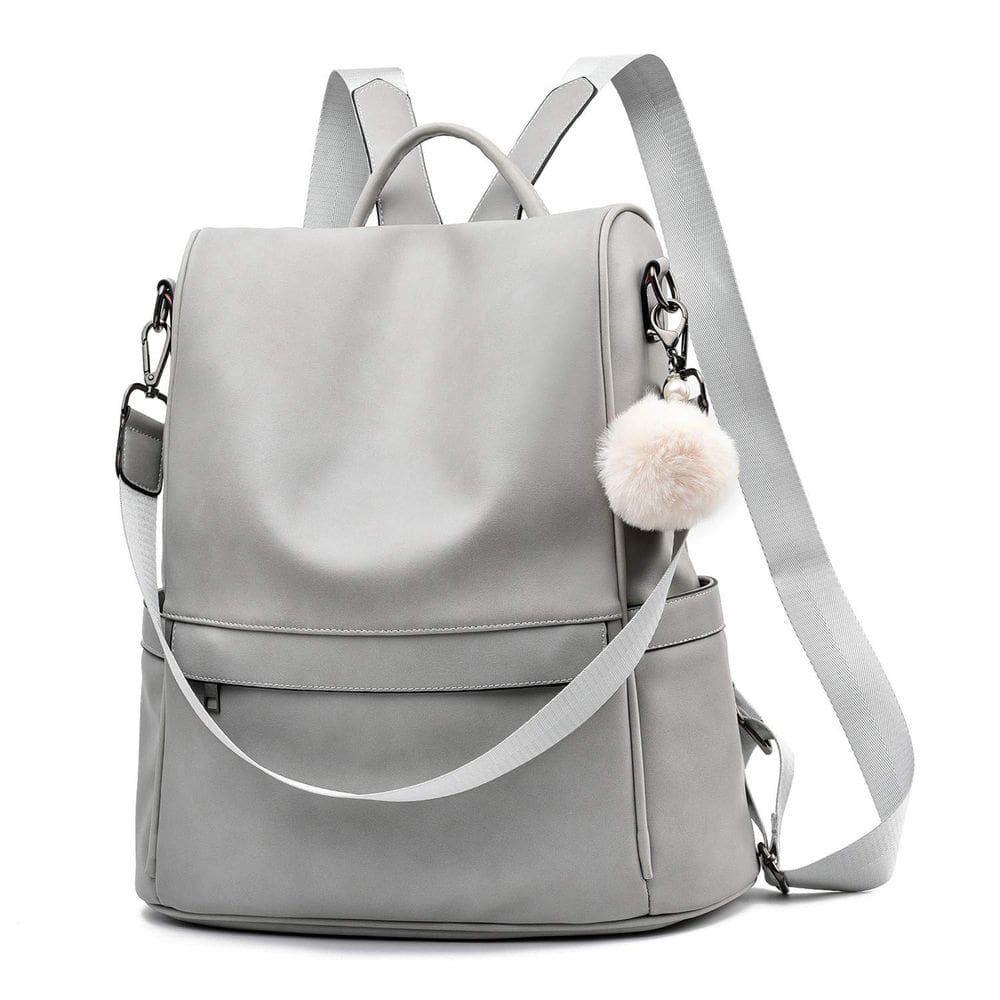 Mochila CHERUTY em couro PU anti-roubo feminina cinza