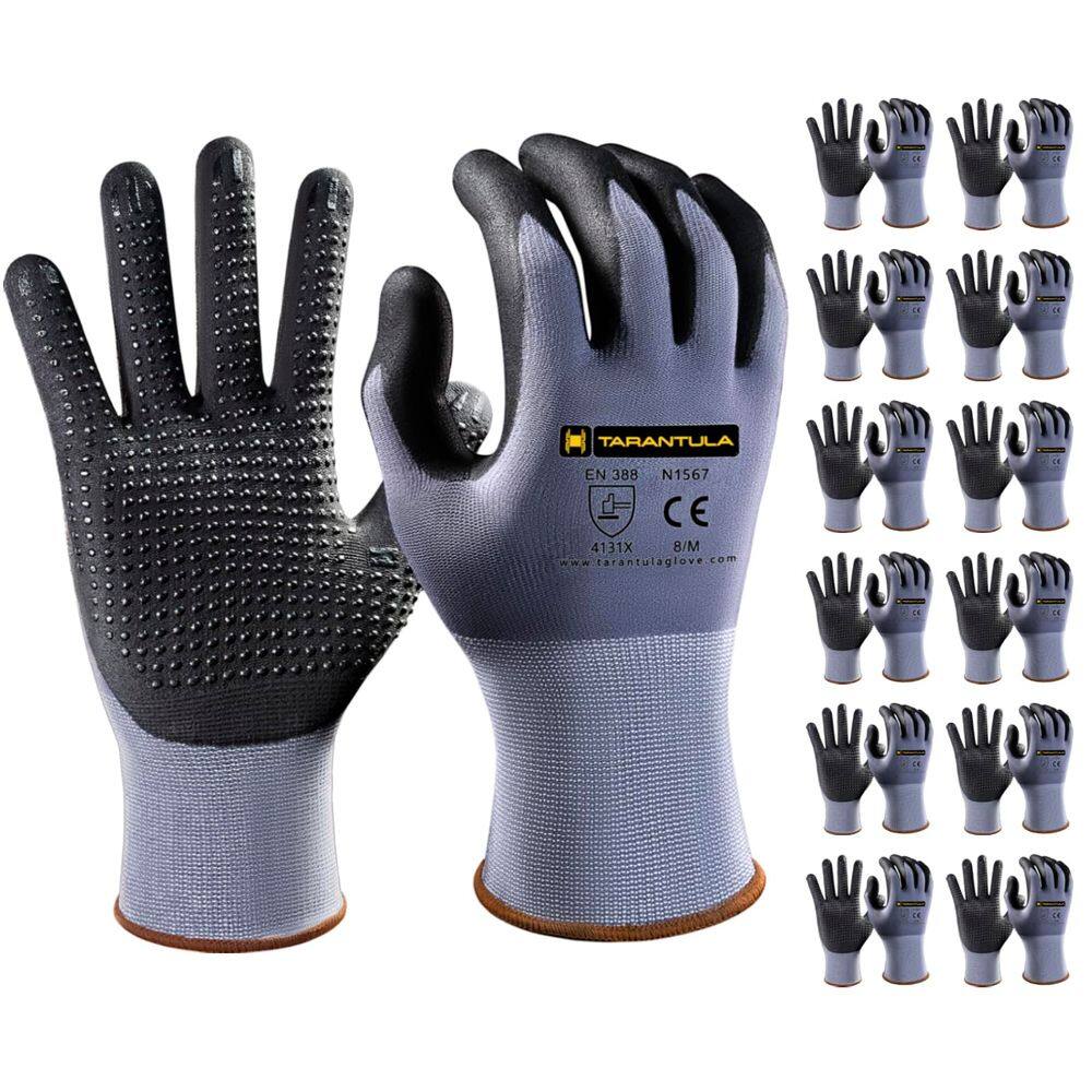 Luvas de trabalho de segurança Tarantula, microespuma, revestidas com nitrilo, 12 pares