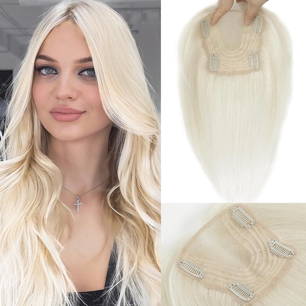 Toppers de cabelo HVVZOY Real Human Hair 360 3D Big Coverage 30 cm