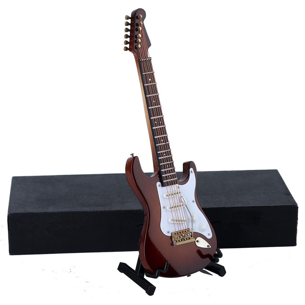 Guitarra elétrica em miniatura Dselvgvu Wooden com suporte e estojo