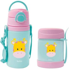Kit Pote Termico + Garrafinha De Aluminio Girafa - Buba